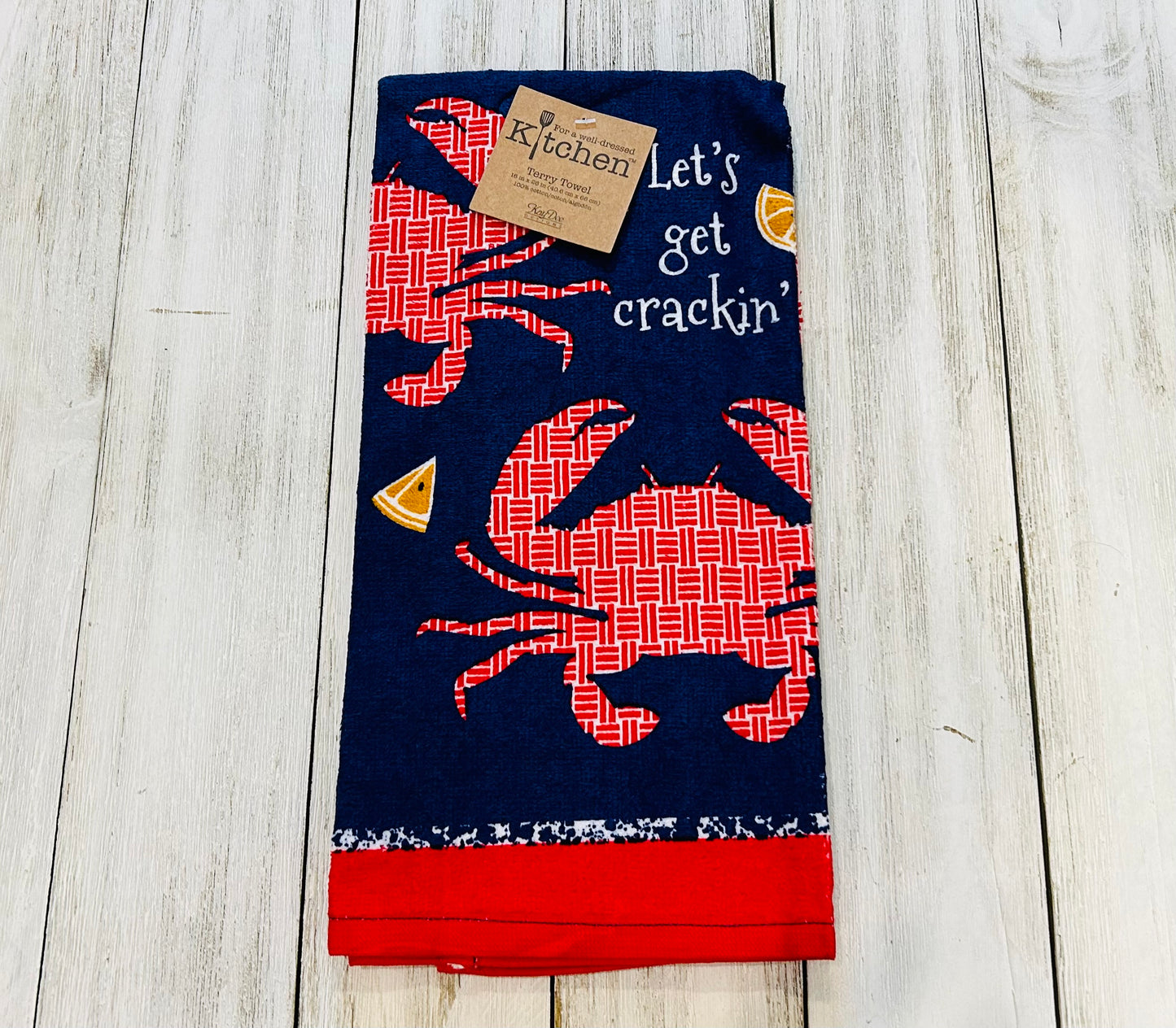 Dish Towel - Beach Theme - Crab Let's Get Crackin