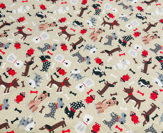 Bowl Koozie - Dog - Multi Dogs Tan