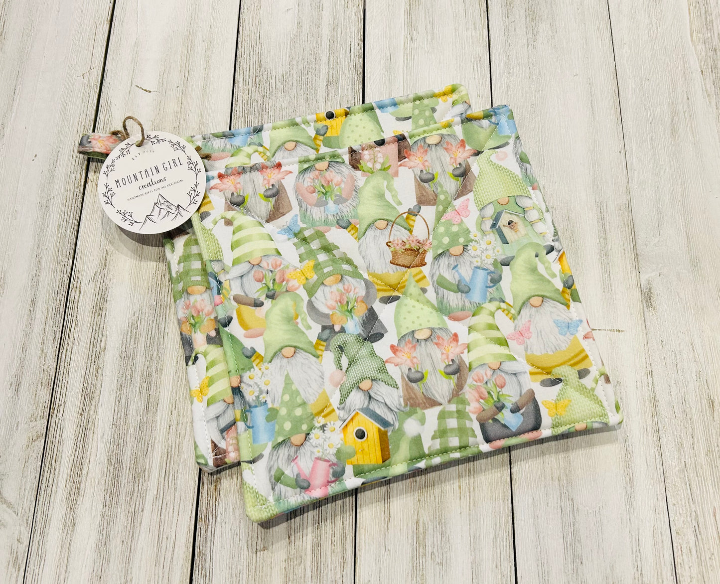 Potholder Set - Gnome Themed - Spring Gnomes