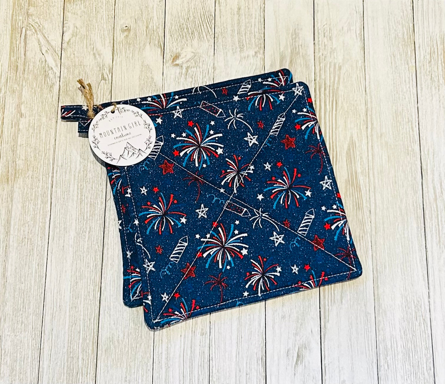 Potholder Set - Patriotic Themed - Fireworks