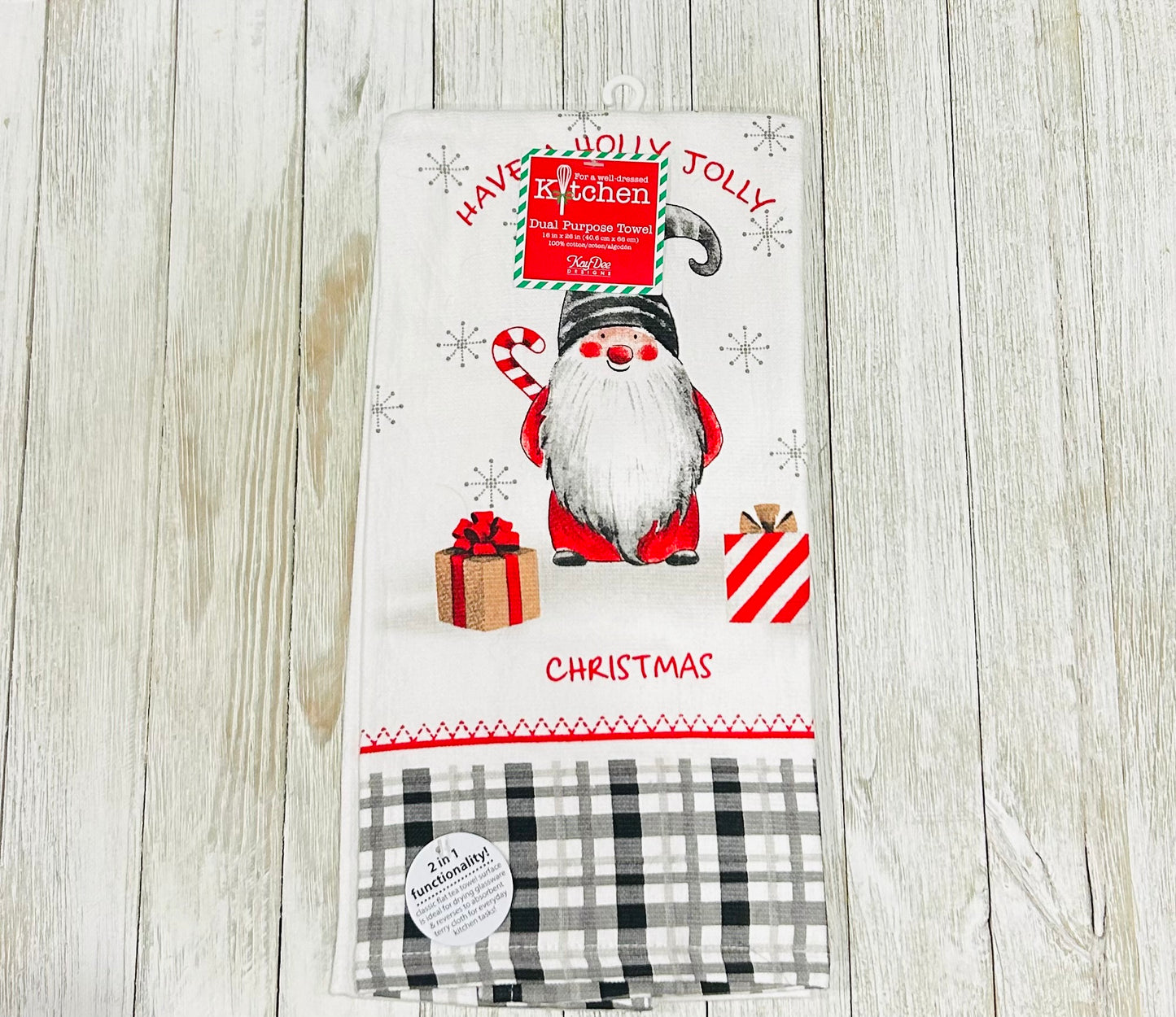 Dish Towel - Christmas Themed - Gnomes Holly Jolly Christmas
