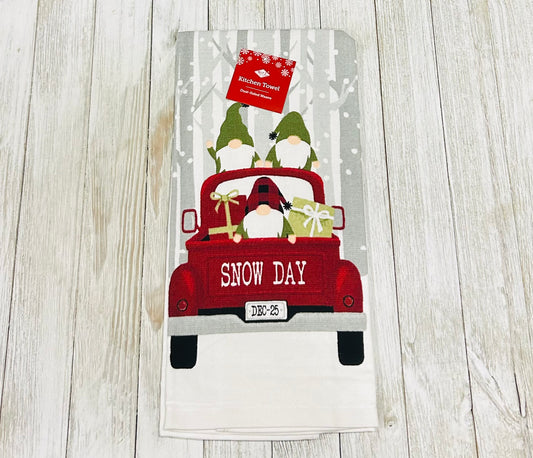 Dish Towel - Christmas Themed - Gnomes Snow Day
