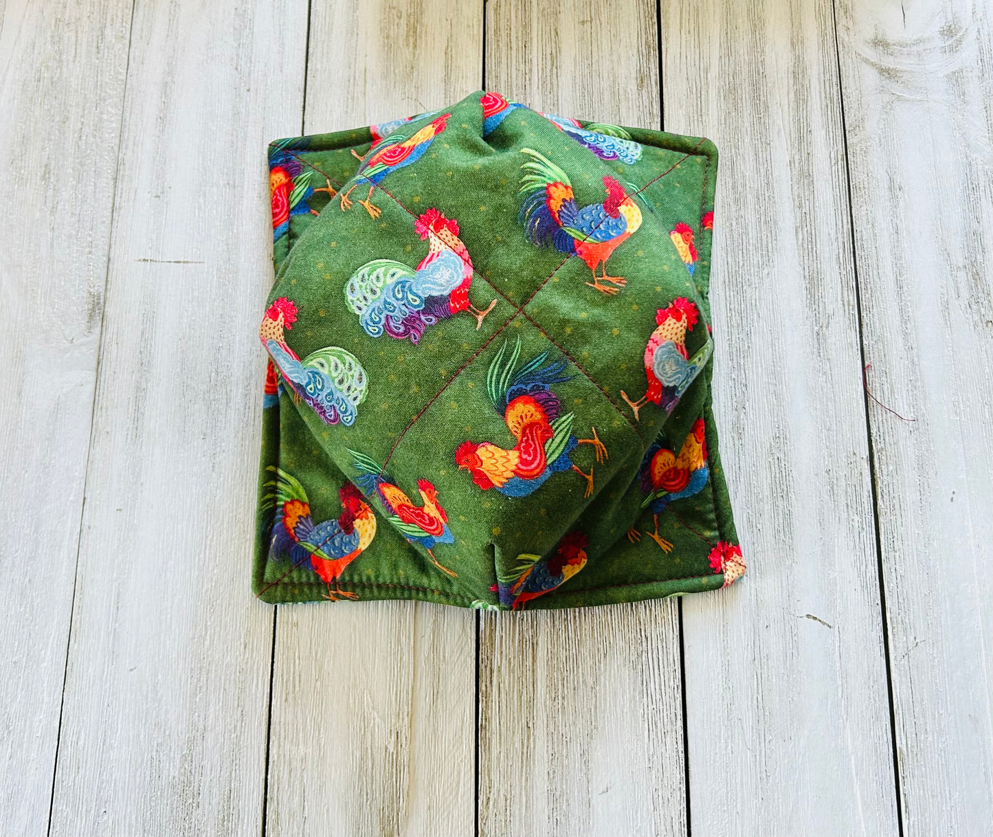 Bowl Koozie - Farm- Roosters on Green