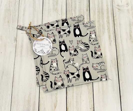 Potholder Set - Cat Themed - Grey Cats