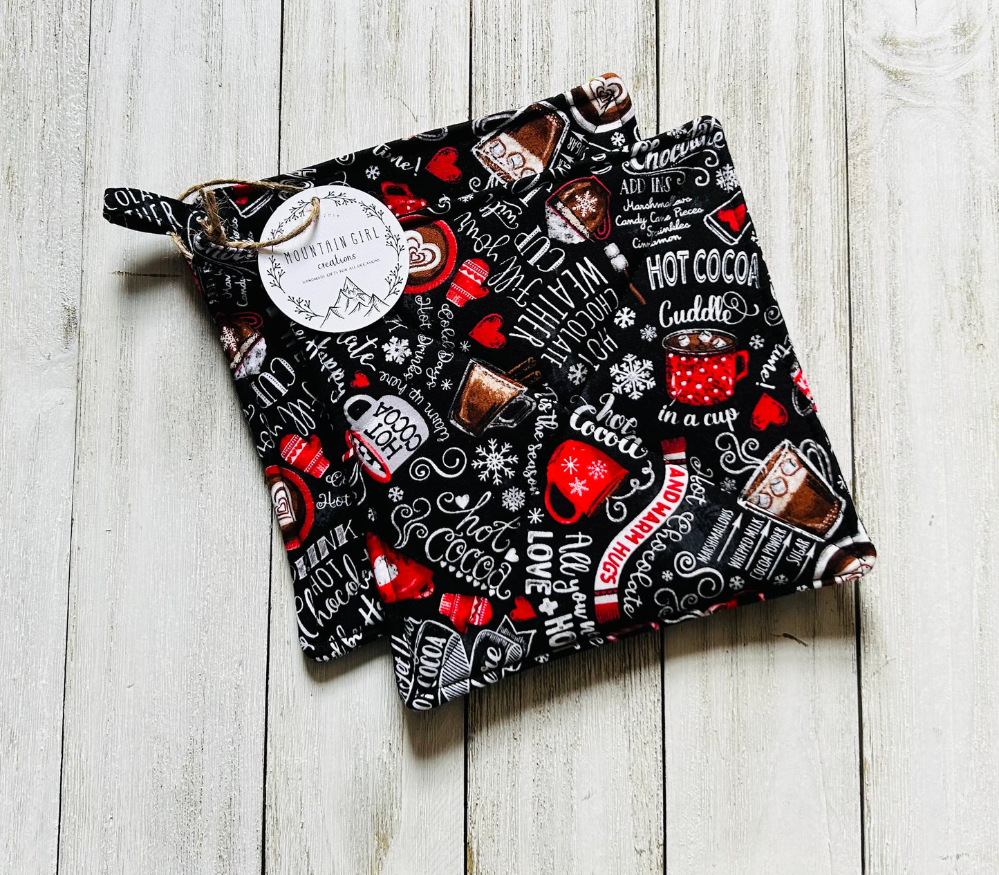 Potholder Set - Christmas Themed - Christmas Hot Cocoa