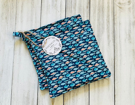 Potholder Set - Beach Themed - Fish Navy