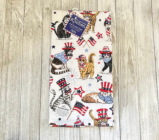 Dish Towel - Patriotic Themed - Multi Cats