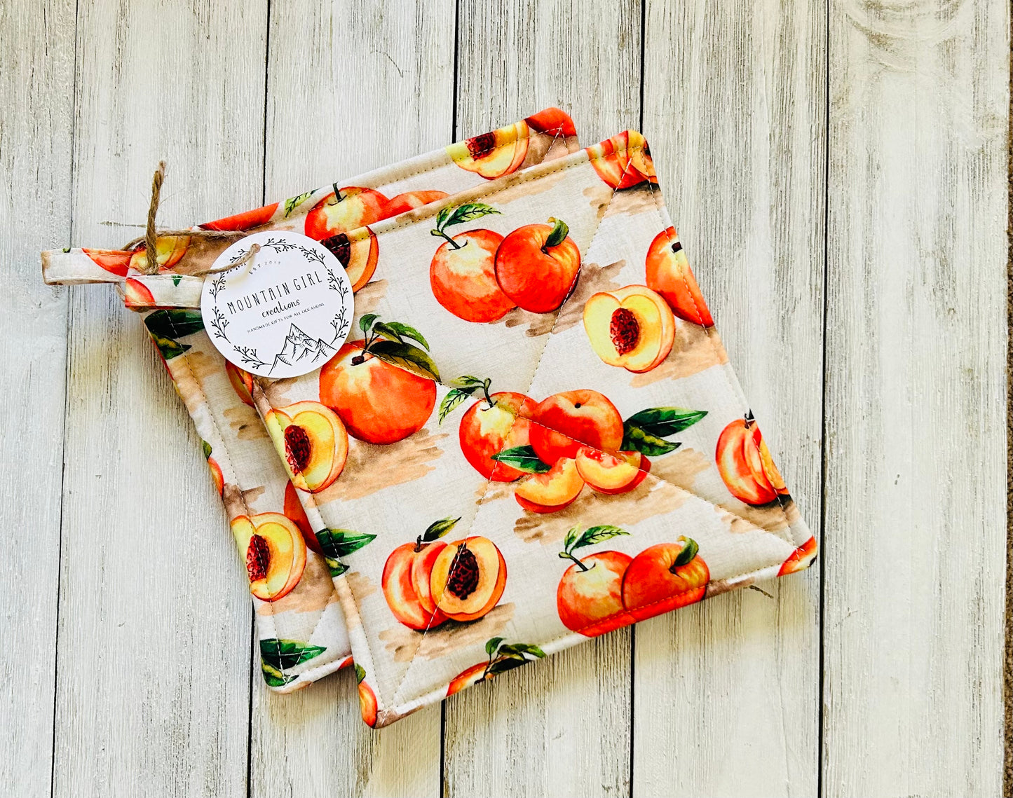 Potholder Set - Fruit Themed - Peach Potholders