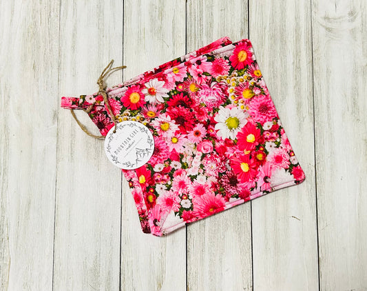 Potholder Set - Flower Themed - Pink Flowers