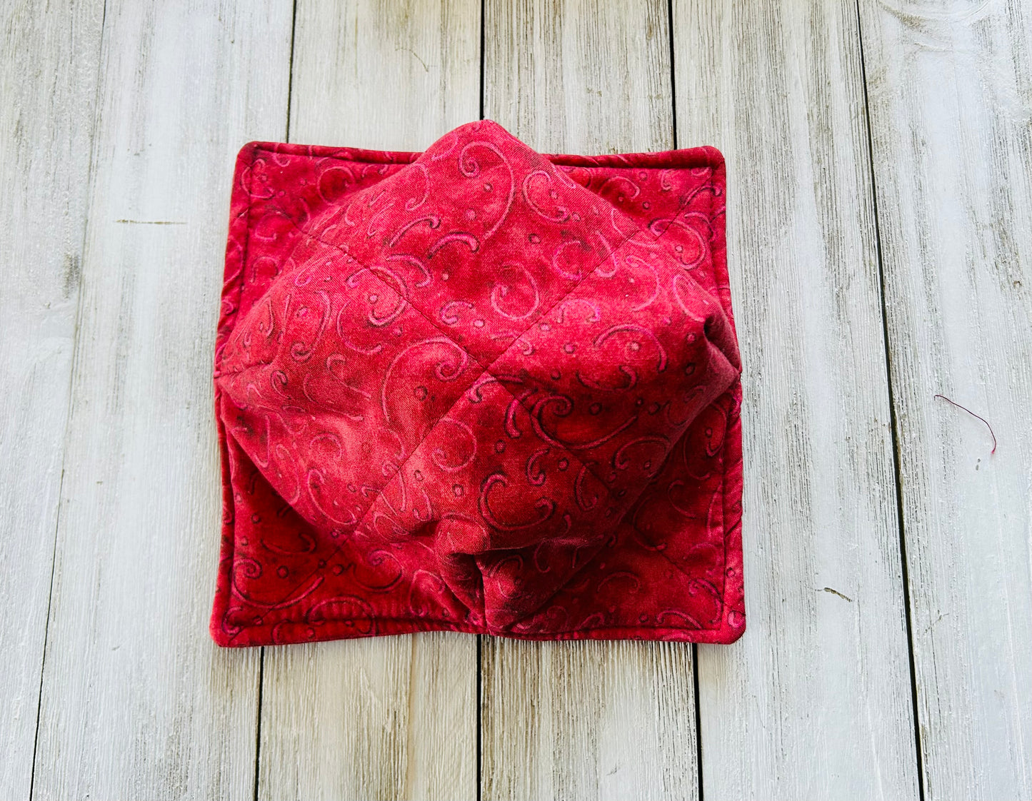 Bowl Koozie - Solids- Red Scroll