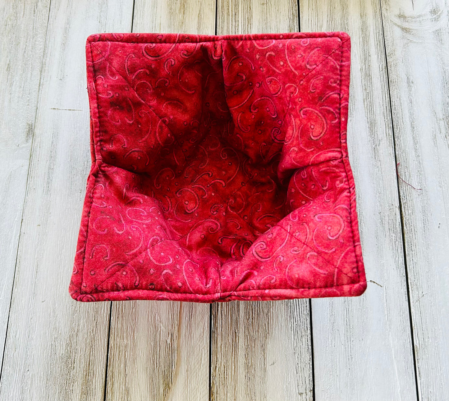 Bowl Koozie - Solids- Red Scroll