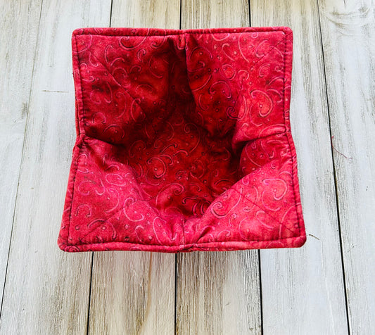 Bowl Koozie - Solids- Red Scroll