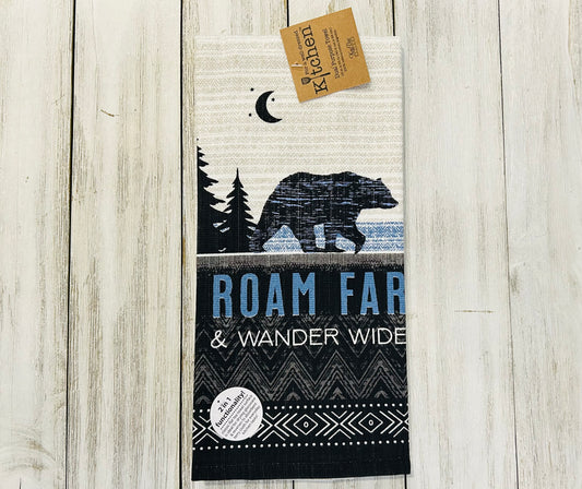 Dish Towel -Mountain Theme - Roam Far Wander Wide