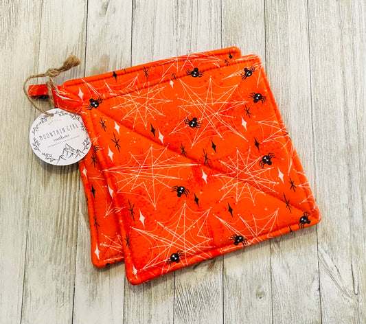 Potholder Set - Halloween Themed - Spiders