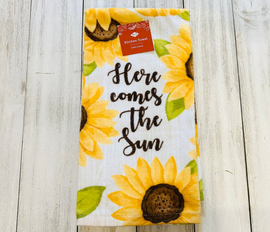 Dish Towel - Flower Themed - Sunflower Here Comes the Sun