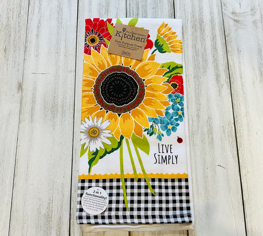 Dish Towel - Flower Themed - Sunflower Live Simply