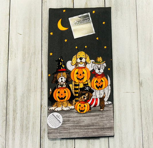 Dish Towel - Halloween Themed - Trick or Treat Dogs