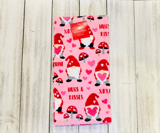 Dish Towel -Valentines Day - Gnomes