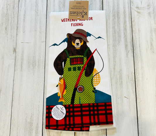 Dish Towel - Camping Themed - Weekends are for Fishing